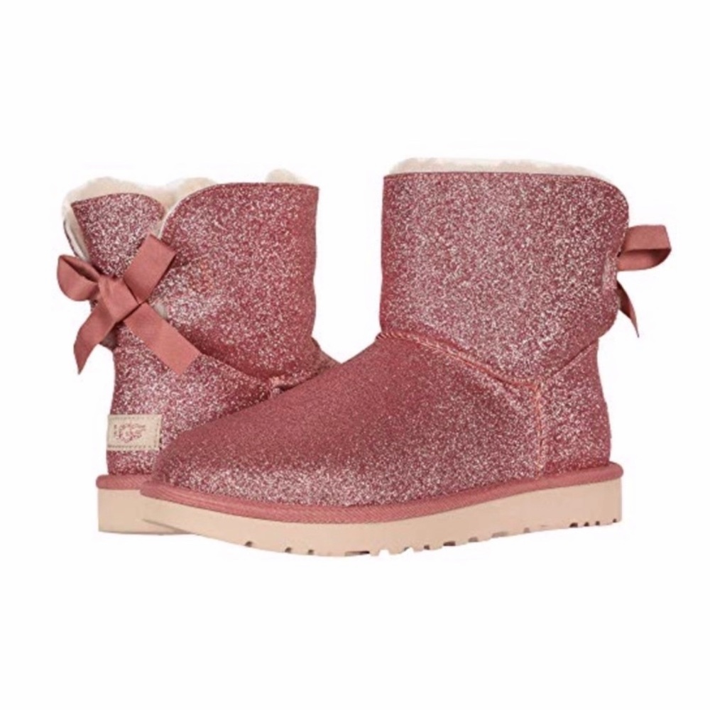 SOLD New Pink Ugg Boots Bailey Bow Sparkle Glitter